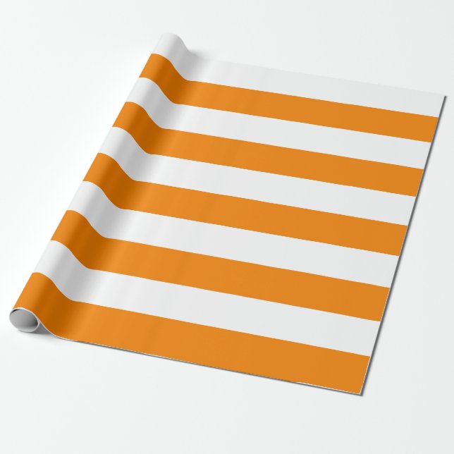 Extra Large Orange and White Stripes Wrapping Paper (Unrolled)