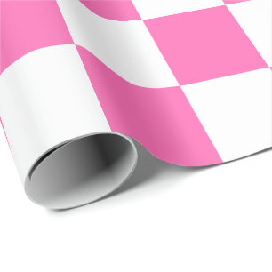 Extra Large Pink and White Checks Wrapping Paper