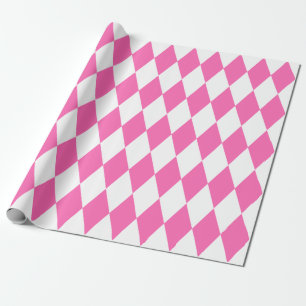 Extra Large Pink and White Harlequin Wrapping Paper