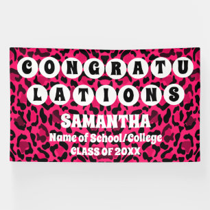 Extra Large Pink Leopard Print 2024 Graduation Banner