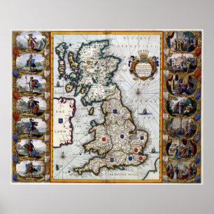 Extra Large Poster - Vintage Map Of England