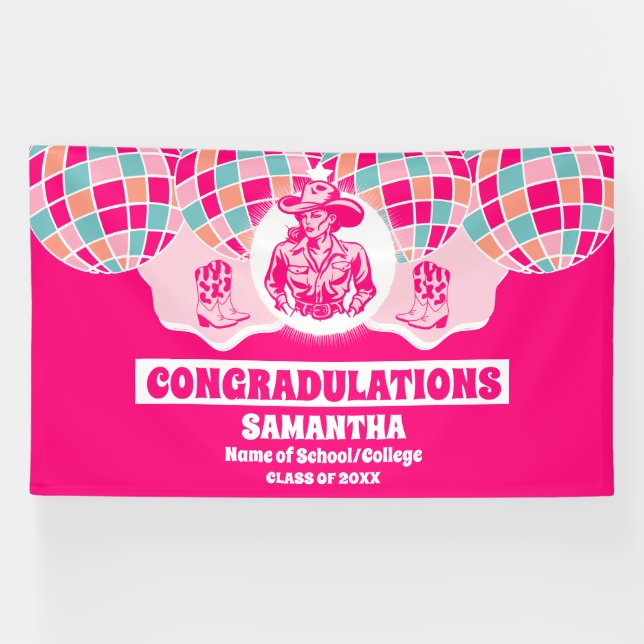 Extra Large Space Cowgirl 2024 Graduation Banner (Horizontal)