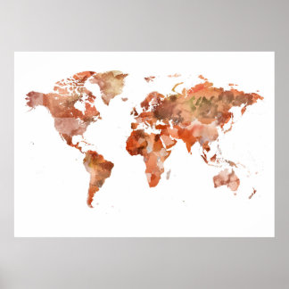 Extra large Terracotta Map, World Map poster