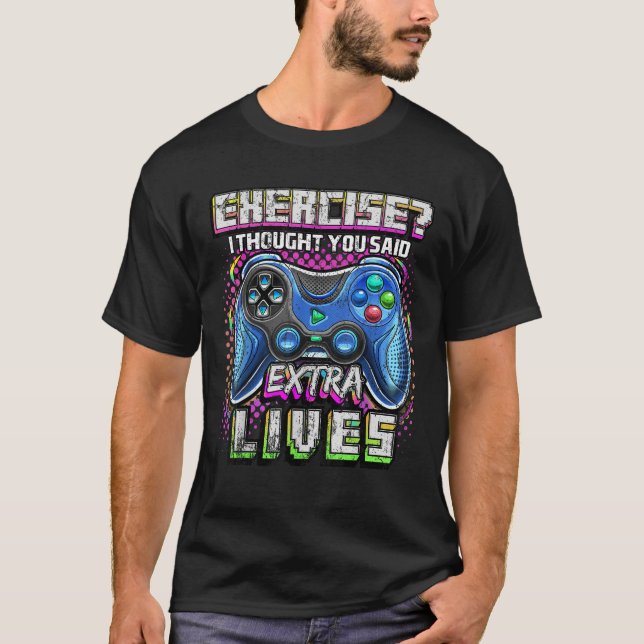 Extra Lives Funny Video Game Controller Retro Game T-Shirt (Front)