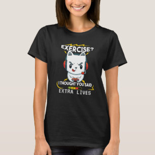 Extra Lives  Video Game Controller Retro Cat Gamer T-Shirt