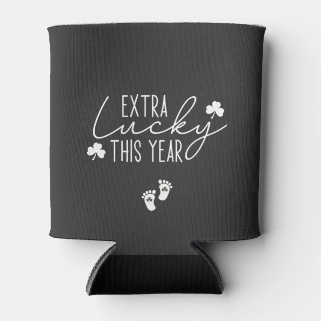Extra Lucky This Year Pregnancy St Patrick Lucky  Can Cooler (Front)
