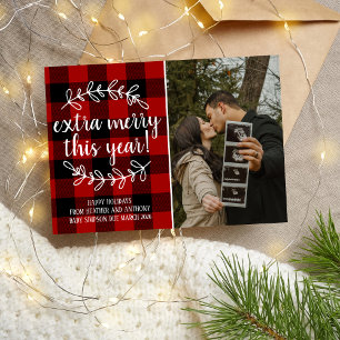 Extra Merry Holidays Christmas Pregnancy Photo Holiday Card