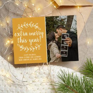 Extra Merry Holidays Christmas Pregnancy Photo Holiday Card