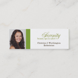 Extra small green custom headshot company logo mini business card