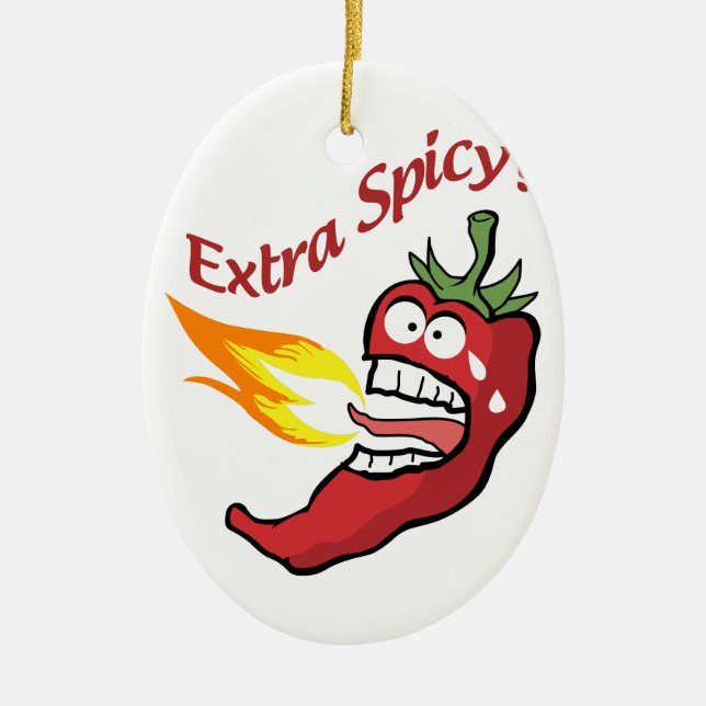 Extra Spicy Pepper Ceramic Ornament (Front)