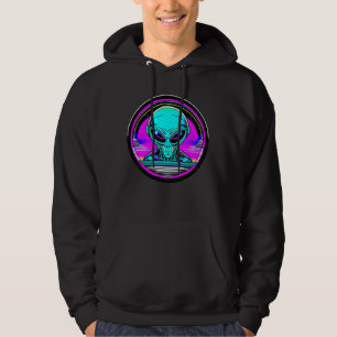 Extra Terrestrial Alien Flying a UFO Hoodie