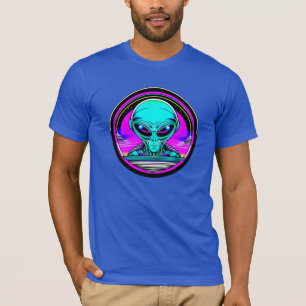 Extra Terrestrial Alien Flying a UFO T-Shirt