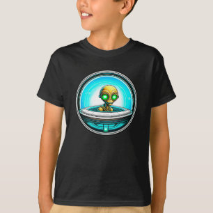 Extra Terrestrial Alien Flying a UFO T-Shirt