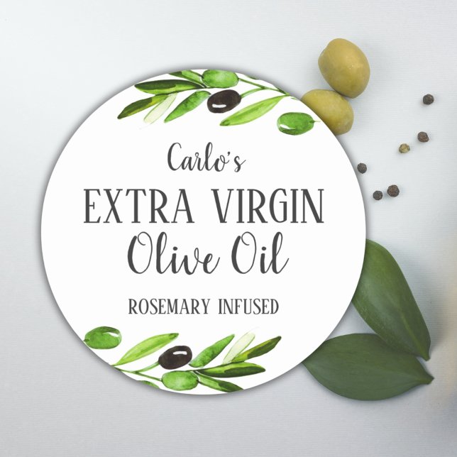 Extra Virgin Olive Oil Bottle Modern Green Product Classic Round Sticker (Extra Virgin Olive Oil Bottle Modern Green Product Classic Round Sticker
)
