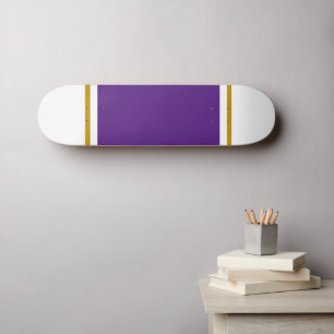 Extra Wide Royal Purple Center Pinstripes On White Skateboard