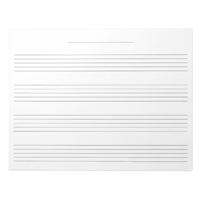 Extra Wide Rule Music Manuscript Paper for Kids Notepad (Front)