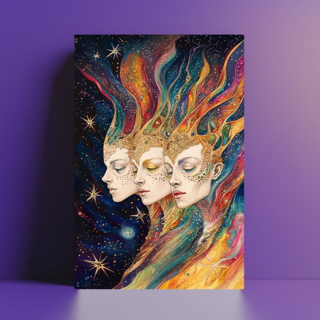 Extragalactic Space Girls Rainbow Light Beings Art Postcard (Creator Uploaded)