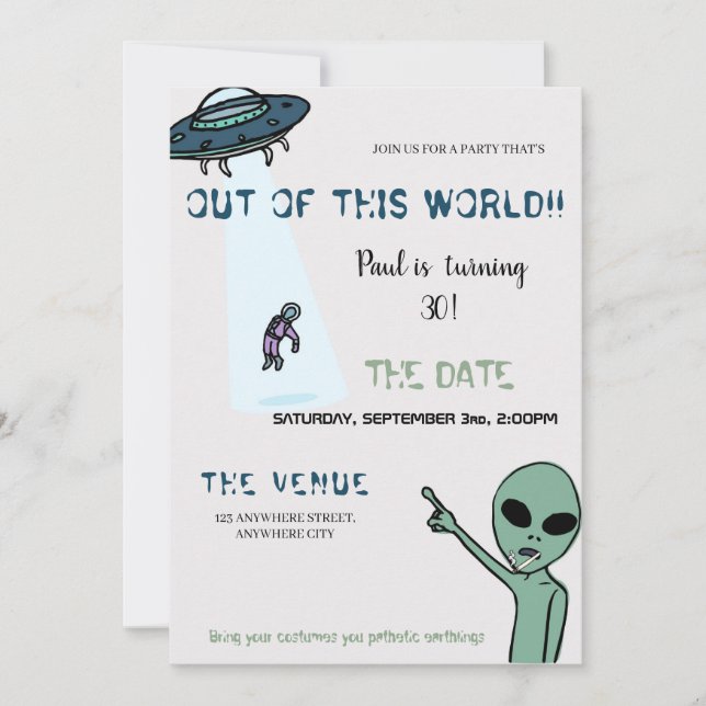 Extrait De Ce Monde Alien Adulte Invitation Annive (Devant)