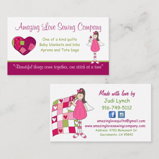 Extraordinaire Love Sewing Company b Carte de visi (Devant / Derrière)