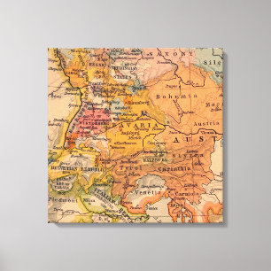 Extraordinary Antique Map Central Europe Canvas Print