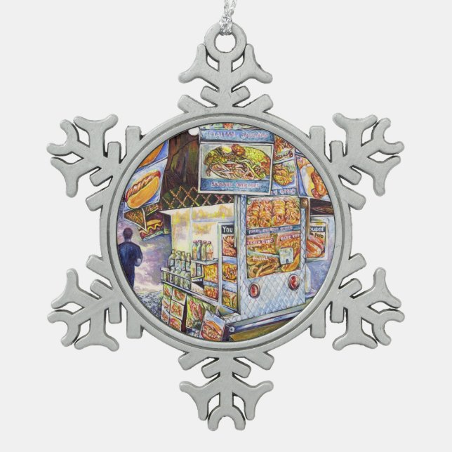 Extraordinary Artistic Workload Snowflake Pewter Christmas Ornament (Front)