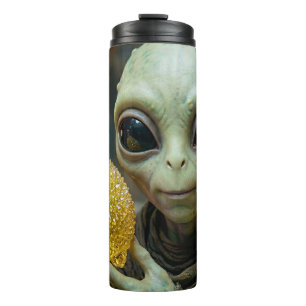 Extraterrestrial Alien and Crystalline Lemon   Thermal Tumbler