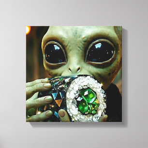 Extraterrestrial Alien and Crystalline Sushi Canvas Print