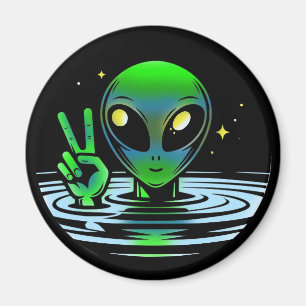 Extraterrestrial Alien giving Peace Sign  Magnet