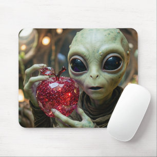 Extraterrestrial Alien with a Crystalline Apple Mouse Pad