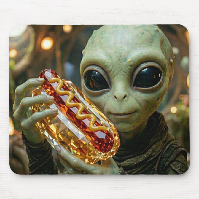 Extraterrestrial Alien with Crystalline Hotdog  Mouse Pad (Front)