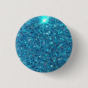 Extravagant Blue Glitter Shine 1 Inch Round Button