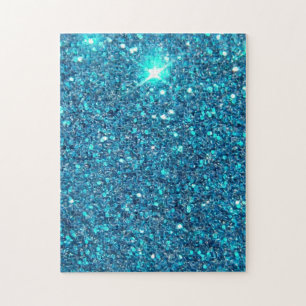 Extravagant Blue Glitter Shine Jigsaw Puzzle