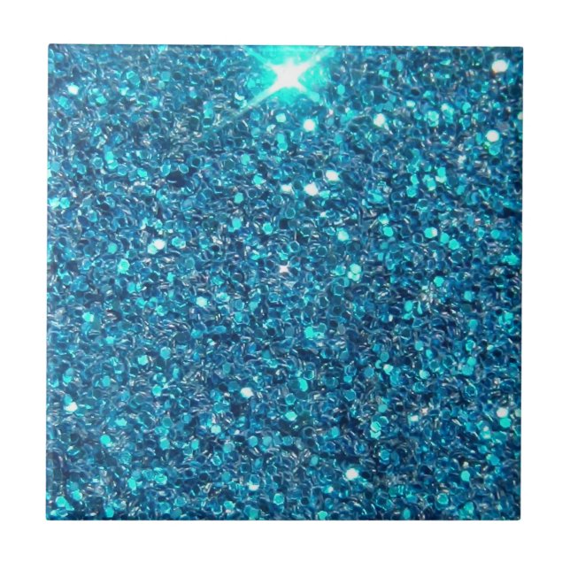 Extravagant Blue Glitter Shine Tile (Front)