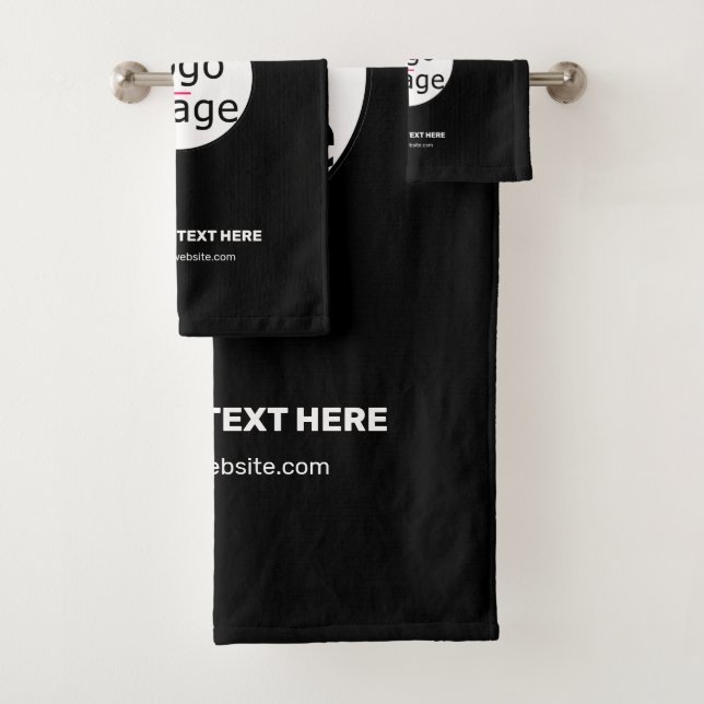 Extravagant Business Chic Customizable Logo Black  Bath Towel Set (Insitu)