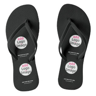 Extravagant Business Chic Customizable Logo Black Flip Flops
