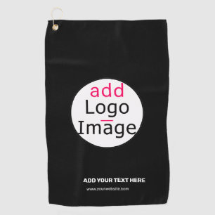 Extravagant Business Chic Customizable Logo Black  Golf Towel