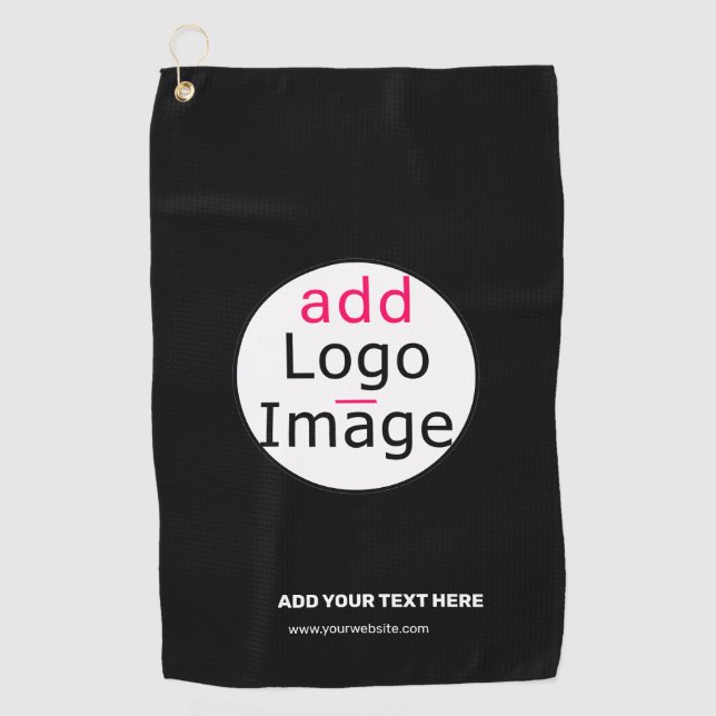 Extravagant Business Chic Customizable Logo Black  Golf Towel (Front)