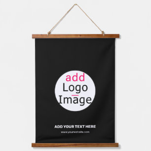 Extravagant Business Chic Customizable Logo Black Hanging Tapestry