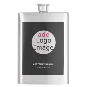 Extravagant Business Chic Customizable Logo Black Hip Flask
