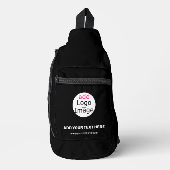 Extravagant Business Chic Customizable Logo Black  Sling Bag (Front)