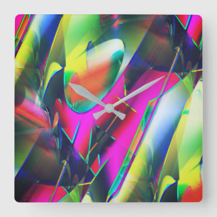 Extravagant colours of abstract and showy shapes  square wall clock