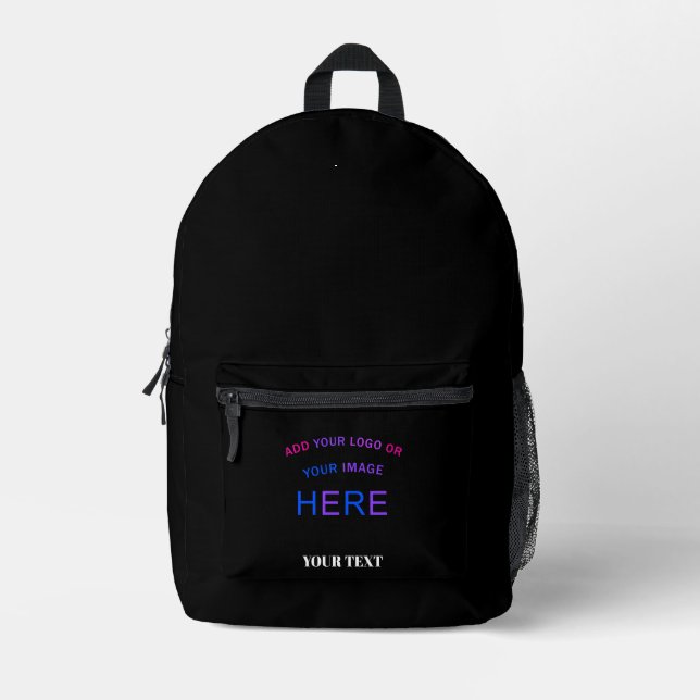 Extravagant Custom Branding Chic Black Printed Backpack (Front)