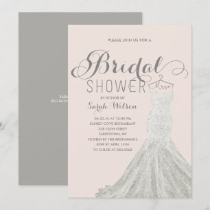 Extravagant Dress Blush   Bridal Shower Invitation