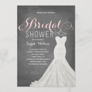 Extravagant Dress Chalkboard   Bridal Shower Invitation