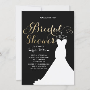 Extravagant Dress Gold Custom Colour  Bridal Showe Invitation