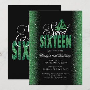 Extravagant Emerald Sweet 16 Party Invitations