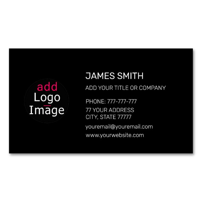 Extravagant Professional Custom Business Black Magnetic Business Card (Front)