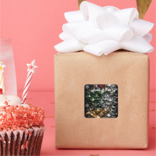 Extreme 3D Mosaic Christmas Tree Abstract  Square Sticker