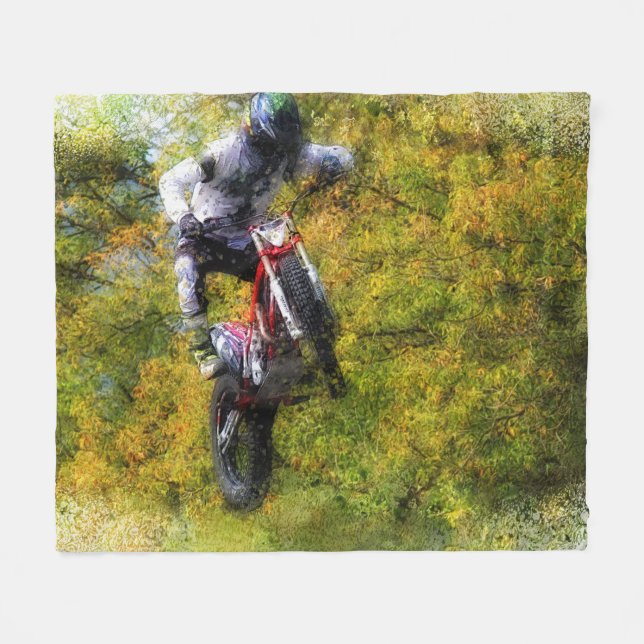 Extreme Biker - Dirt Bike Rider Fleece Blanket (Front (Horizontal))