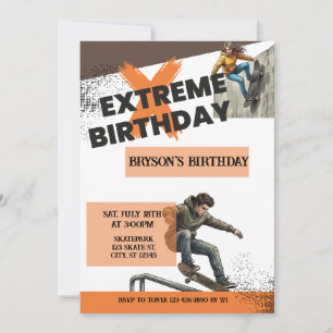 Extreme Birthday Skateboard Invitation